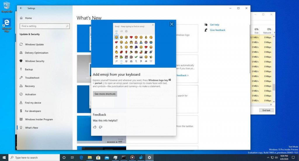 Windows 10: new detailed info