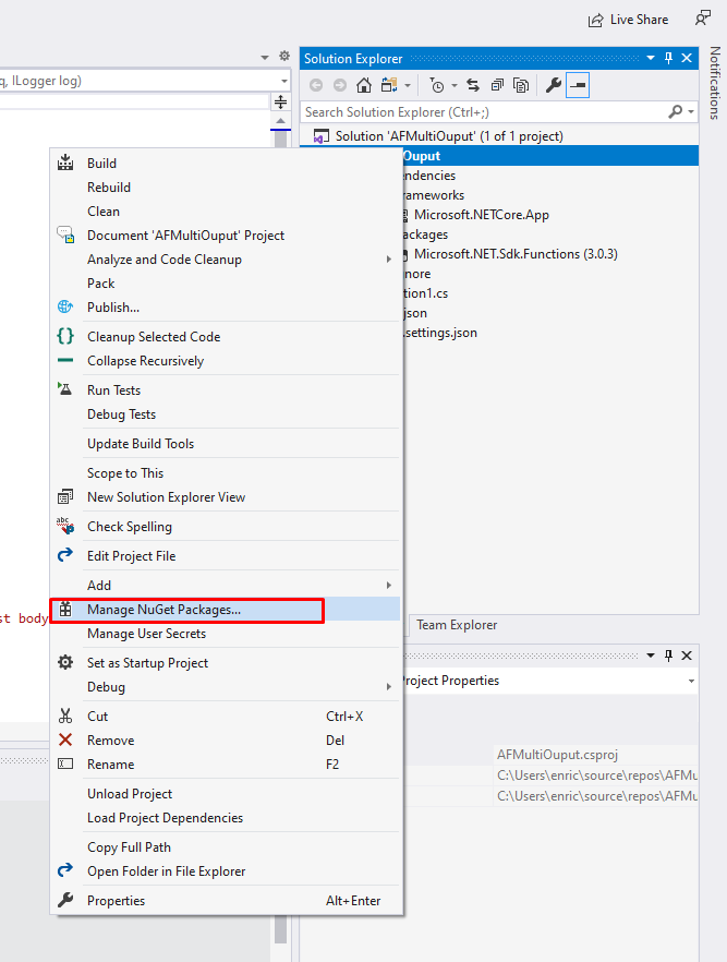 Add NuGet for connecting Service Bus