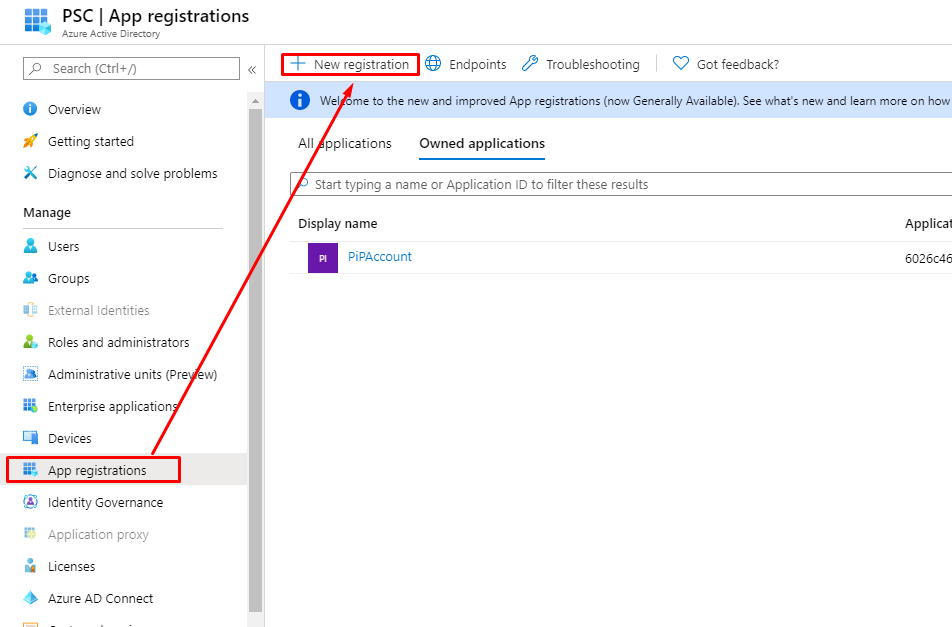 Register a new application in Active Directory