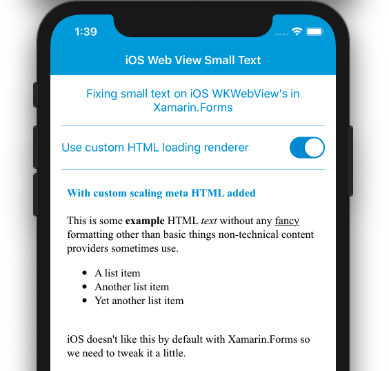 Fixing small text on iOS WKWebView’s in Xamarin.Forms