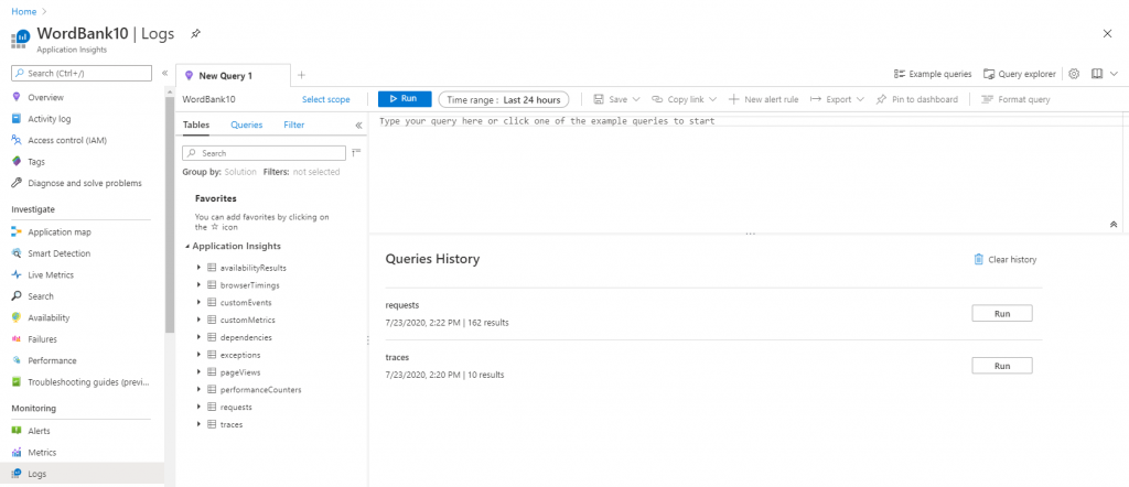 Application Insights: select and filter - PureSourceCode