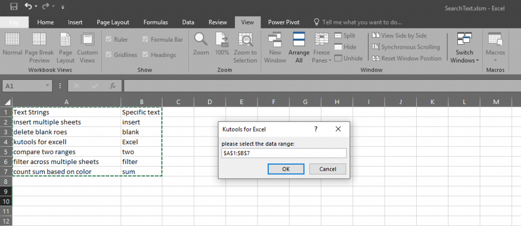 Microsoft Excel: run macro Highlight for highlight a word from a list