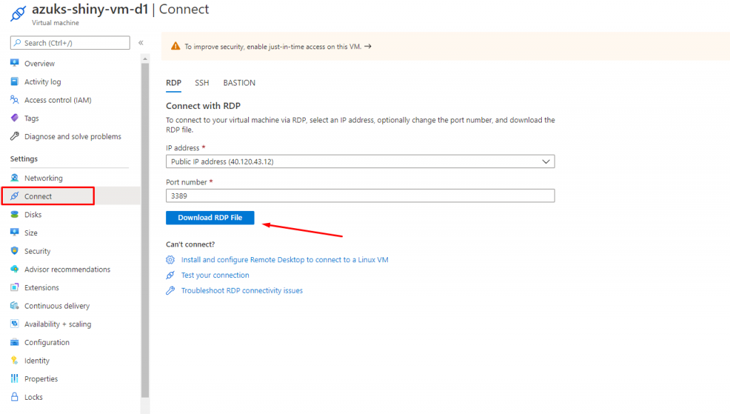 Connect to the Ubuntu's virtual machine with RDP - Deploy ShinyApps with Azure and Docker