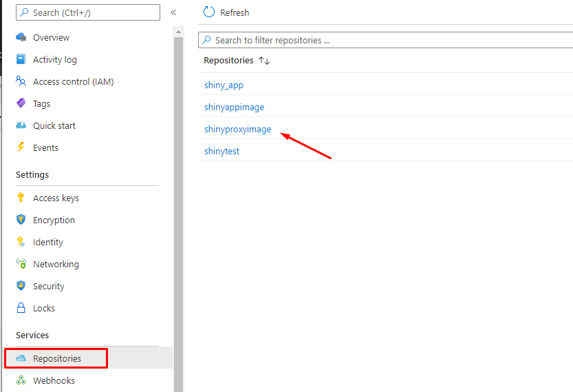 Azure Container Registry with the new container - Deploy ShinyApps with Azure and Docker