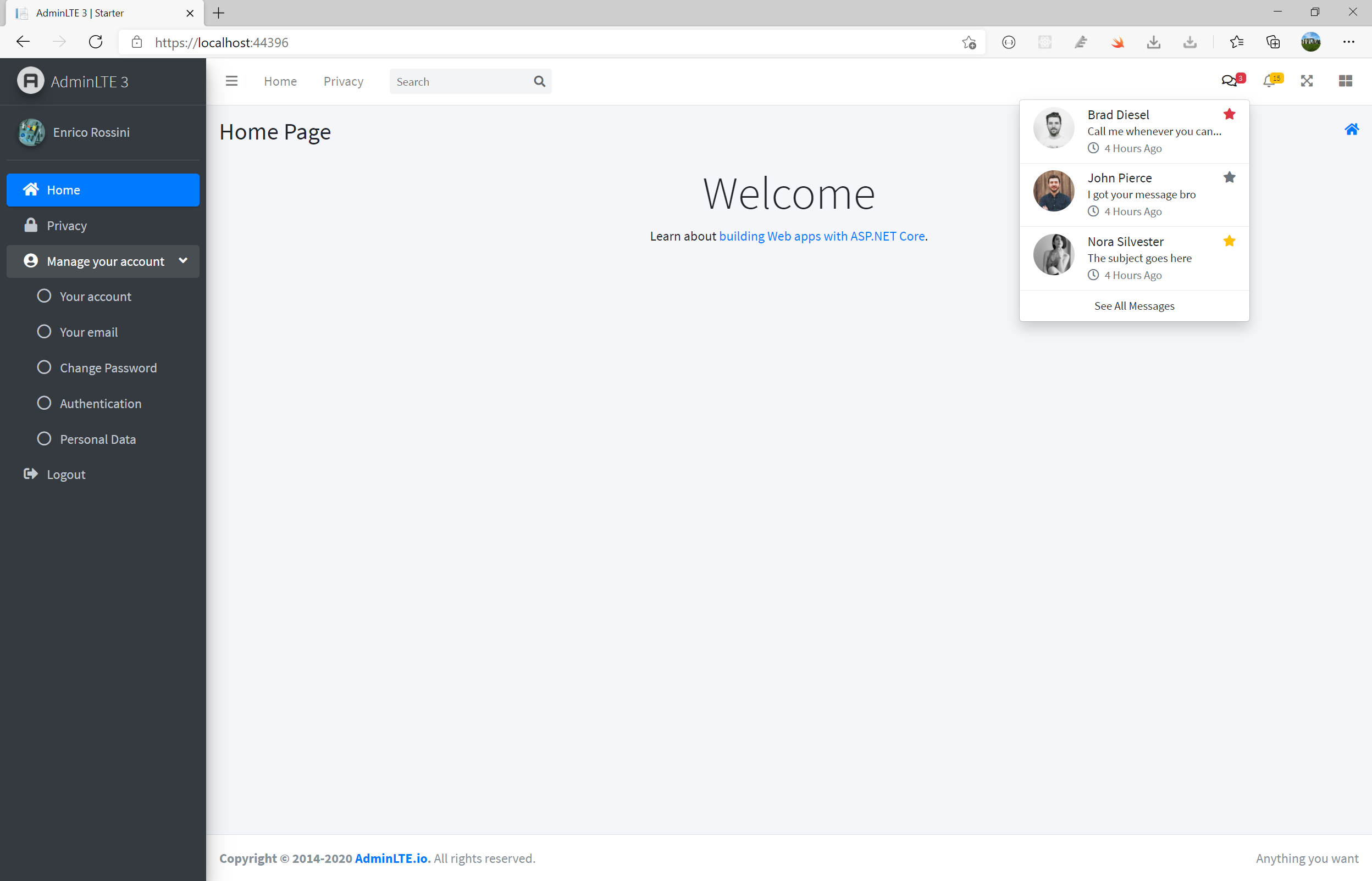 Integrating AdminLTE with ASP.NET Core 3.1