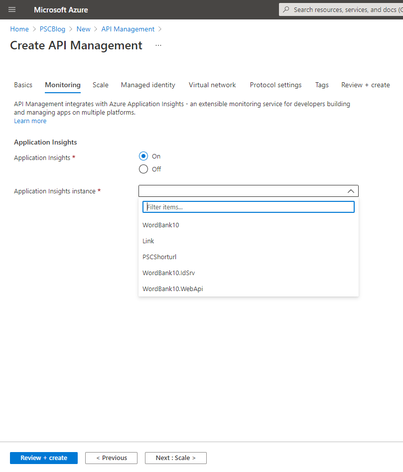 Monitoring with Application Insights - How to use an Azure API Management Service