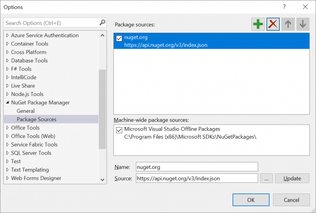 Package source in Visual Studio 2021