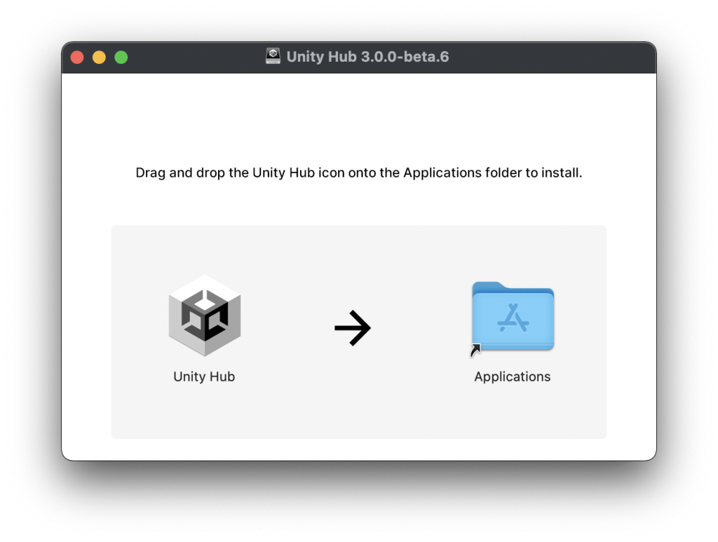 Copy Unity Hub in the Applications folder