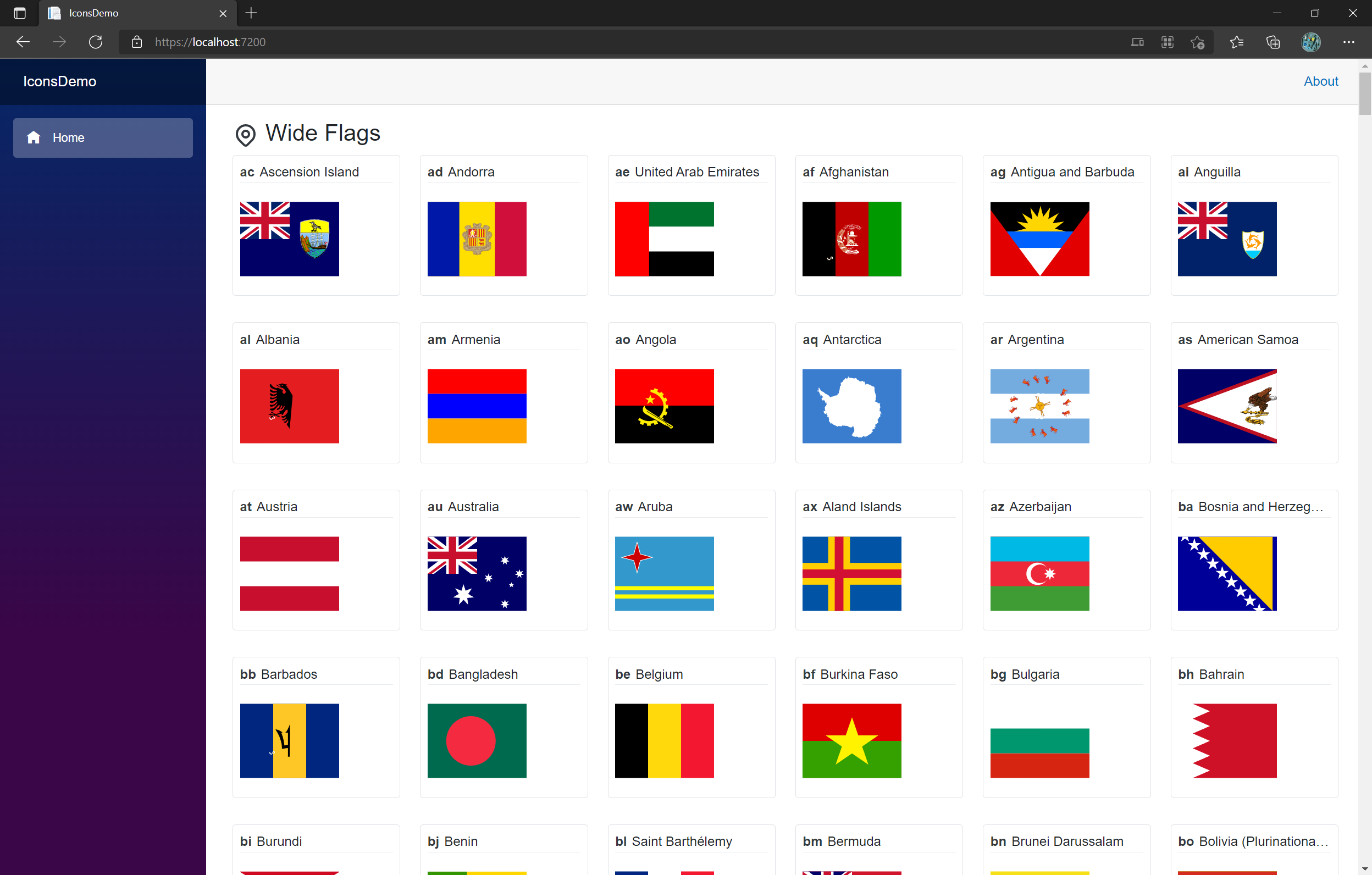 Wide flags from the component - SVG Icons and flags for Blazor
