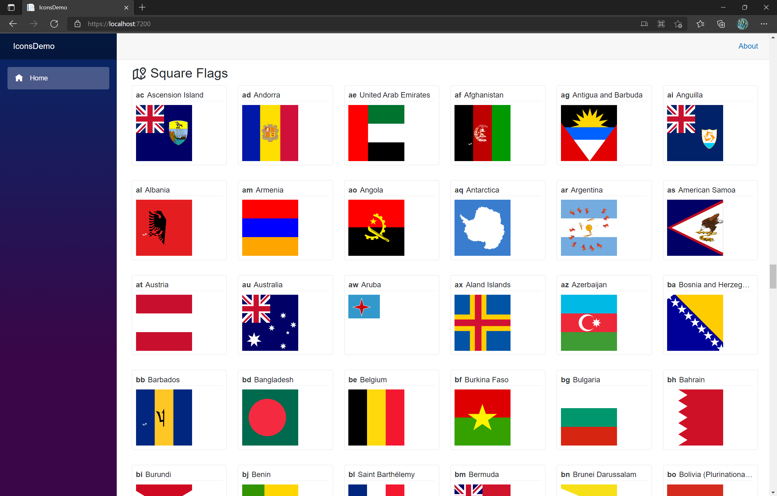 Square flags from the component - SVG Icons and flags for Blazor