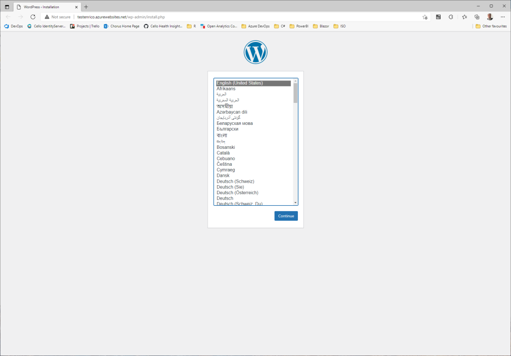 WordPress configuration: language - Deploy WordPress with Azure DevOps