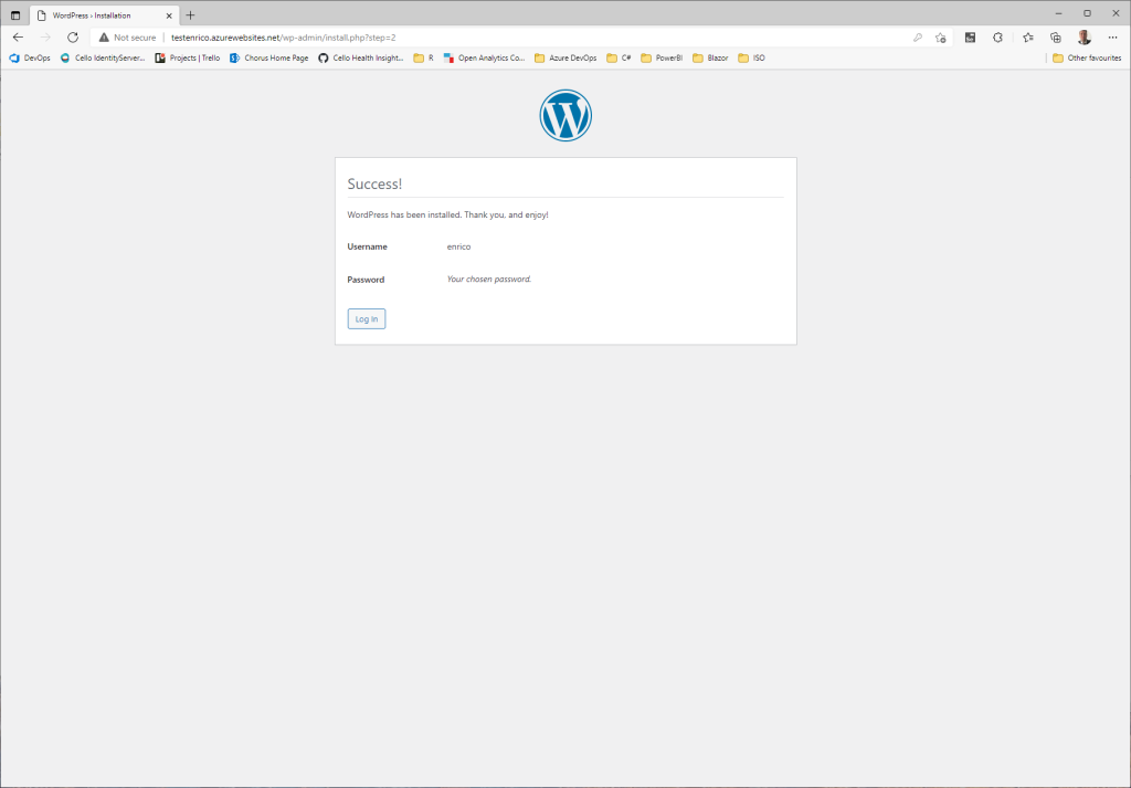 WordPress configuration: success - Deploy WordPress with Azure DevOps