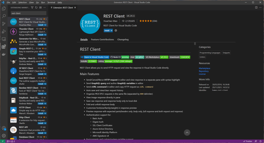 Visual Studio Code RestClient - Testing APIs with RestClient in Visual Studio Code