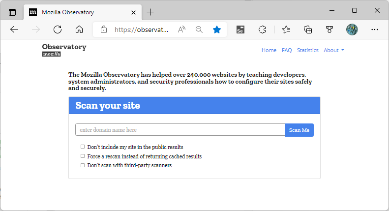 Mozilla Observatory website - Add Security Header our website